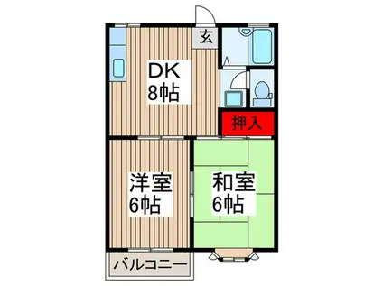 ベースシャローム(2DK/2階)の間取り写真