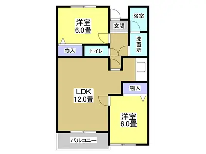 久嶋ハイム(2LDK/3階)の間取り写真