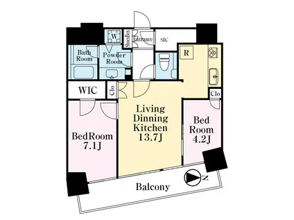 M.M.TOWERS FORESIS R棟(2LDK/2階)の間取り写真