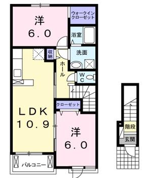 カーサ・ベル(2LDK/2階)の間取り写真