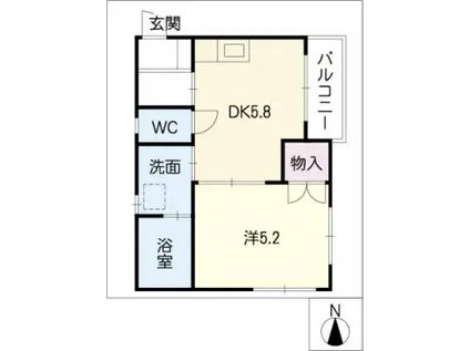 トラディションA(1DK/2階)の間取り写真