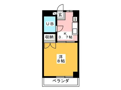 メゾン湘南(1K/3階)の間取り写真