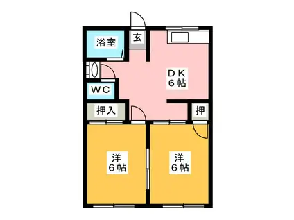 フレグランスB(2DK/1階)の間取り写真