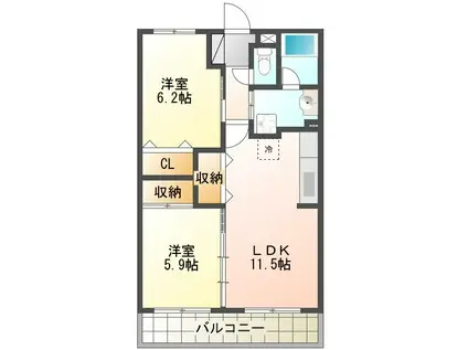 IBB Ⅳ(2LDK/3階)の間取り写真