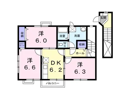 ソレイユ・シャルマン(3DK/2階)の間取り写真