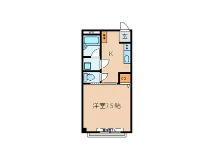 Kハイツ(1K/1階)の間取り写真