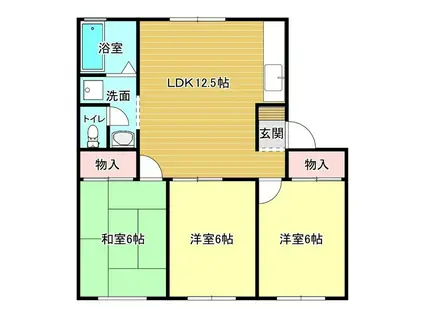 センスフルタウン西王寺 I E(3LDK/2階)の間取り写真