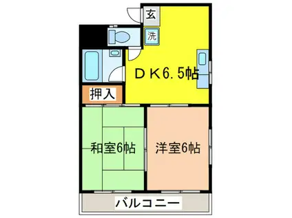 フラット大竹II(2DK/3階)の間取り写真