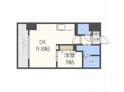 HF東札幌レジデンス(1LDK/10階)の間取り写真