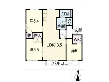 エステート21(3LDK/1階)の間取り写真