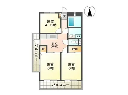 グリーンハイツI(3DK/4階)の間取り写真