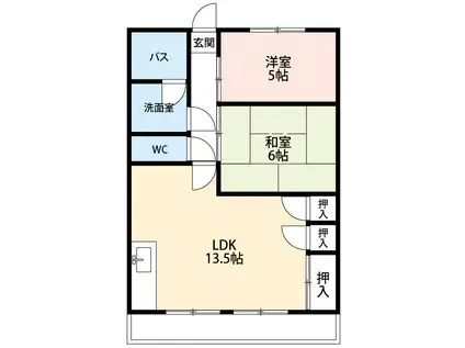 朝日ビル(2LDK/4階)の間取り写真