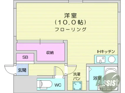ハ イ ネ ス 台 原(ワンルーム/1階)の間取り写真