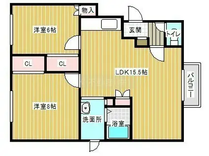 グランド白樺(2LDK/2階)の間取り写真