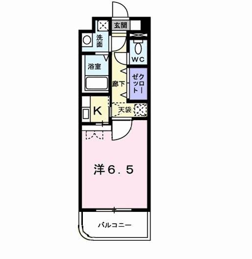 ウィザード空港通(1K/4階)の間取り写真