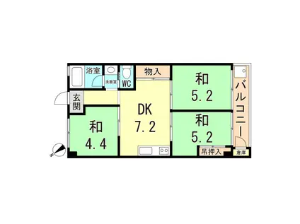 サンロイヤル霞ヶ丘(3DK/1階)の間取り写真