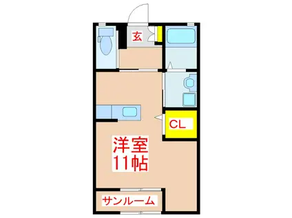 エスポワール木田A棟(ワンルーム/1階)の間取り写真