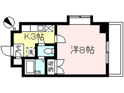 ハイツホルン相模大野(1K/3階)の間取り写真