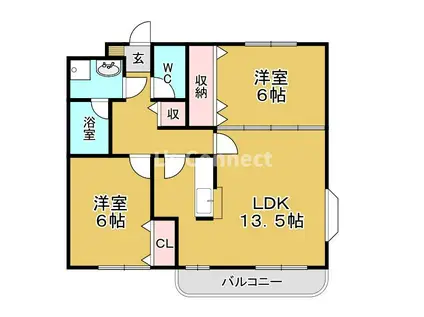 CASA-S(2LDK/2階)の間取り写真
