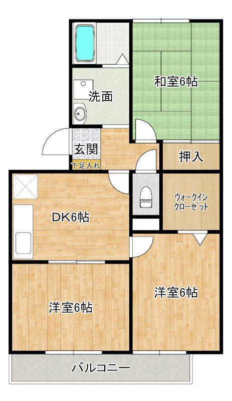 パークハウス2番館(3DK/3階)の間取り写真
