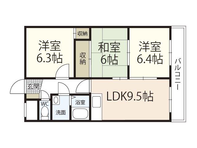 第3大上ビル(3LDK/2階)の間取り写真
