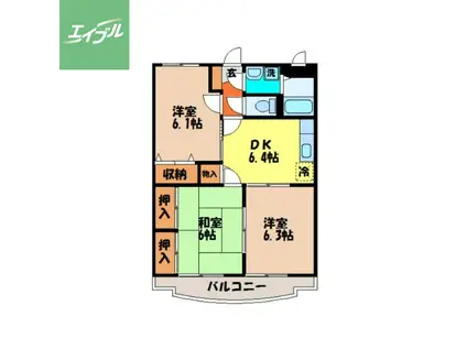 柳原マンションII(3DK/2階)の間取り写真