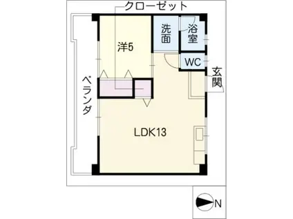 白山ビル(1LDK/2階)の間取り写真