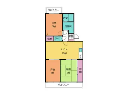 バロールK&Y(3LDK/1階)の間取り写真