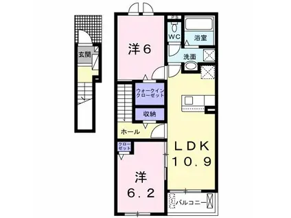 ニューライズ苅田 I(2LDK/2階)の間取り写真