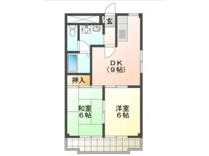 タワーロイヤル(2DK/5階)の間取り写真