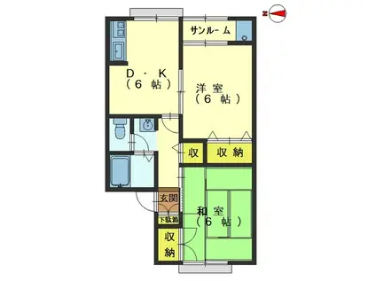 ベルクレージュ・FUJINAGA A棟(2DK/1階)の間取り写真