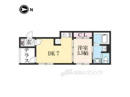 WARHOL京都(1DK/1階)の間取り写真