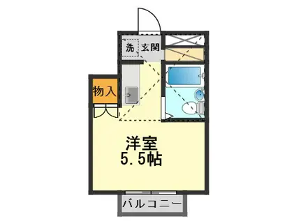 ラメール3番館(ワンルーム/2階)の間取り写真