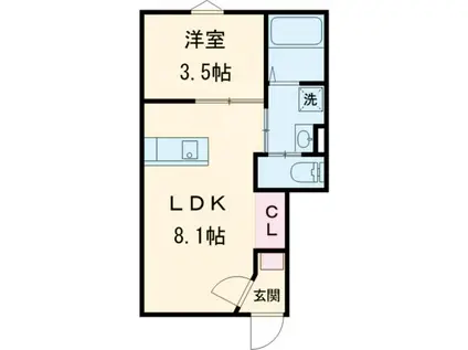 CASA PACIFICA 喜田村(1LDK/1階)の間取り写真