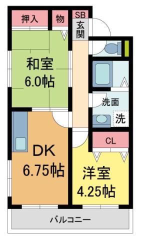 リーベスト広田(2DK/2階)の間取り写真