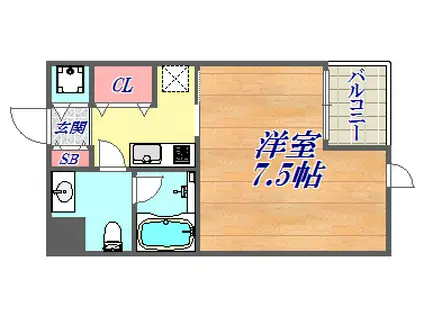 リアンジェ兵庫本町(1K/7階)の間取り写真