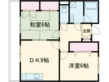 ディアコート(2DK/3階)の間取り写真