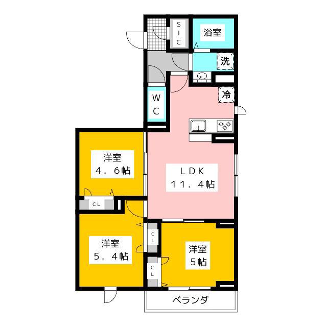 セレスティア白鷺II(3LDK/2階)の間取り写真