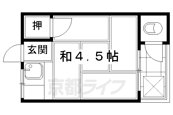みどり荘(ワンルーム/2階)の間取り写真