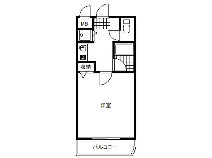 シャトラン弓木三番館(1K/4階)の間取り写真