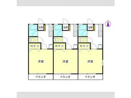 サカエハイツ(1K/2階)の間取り写真