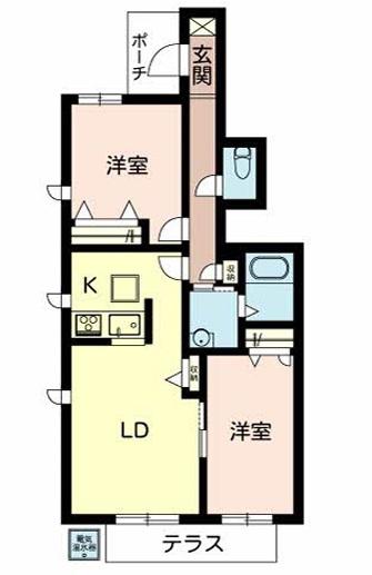 レジデンスコート加西(2LDK/1階)の間取り写真