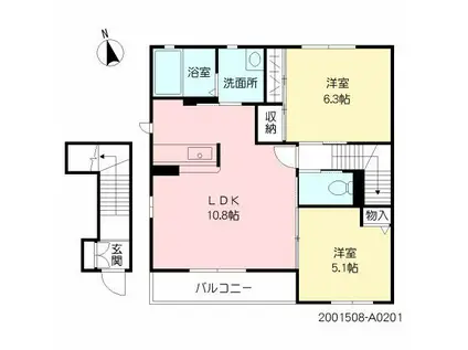 シャーメゾン ジャンティ A棟(2LDK/2階)の間取り写真