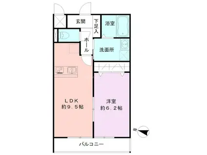 リゾナーレ鳥屋野南(1LDK/2階)の間取り写真