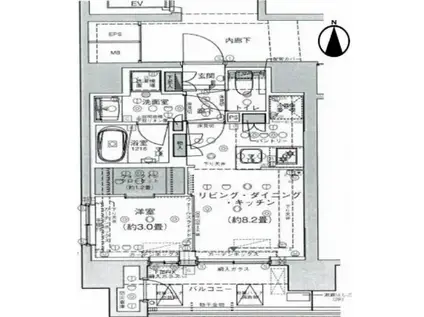 クレアホームズフラン東京三ノ輪II(1LDK/12階)の間取り写真