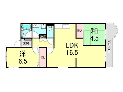 グリーン北塩屋(2LDK/1階)の間取り写真