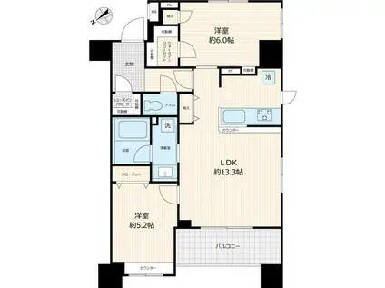 春日部マンション(2LDK/9階)の間取り写真