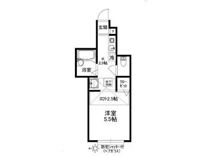 エスポワール東四つ木(1K/1階)の間取り写真