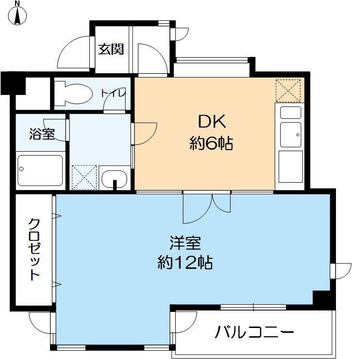インペリアル砂山(1DK/2階)の間取り写真
