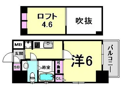 エステムコート神戸県庁前IVグランディオ(1K/2階)の間取り写真